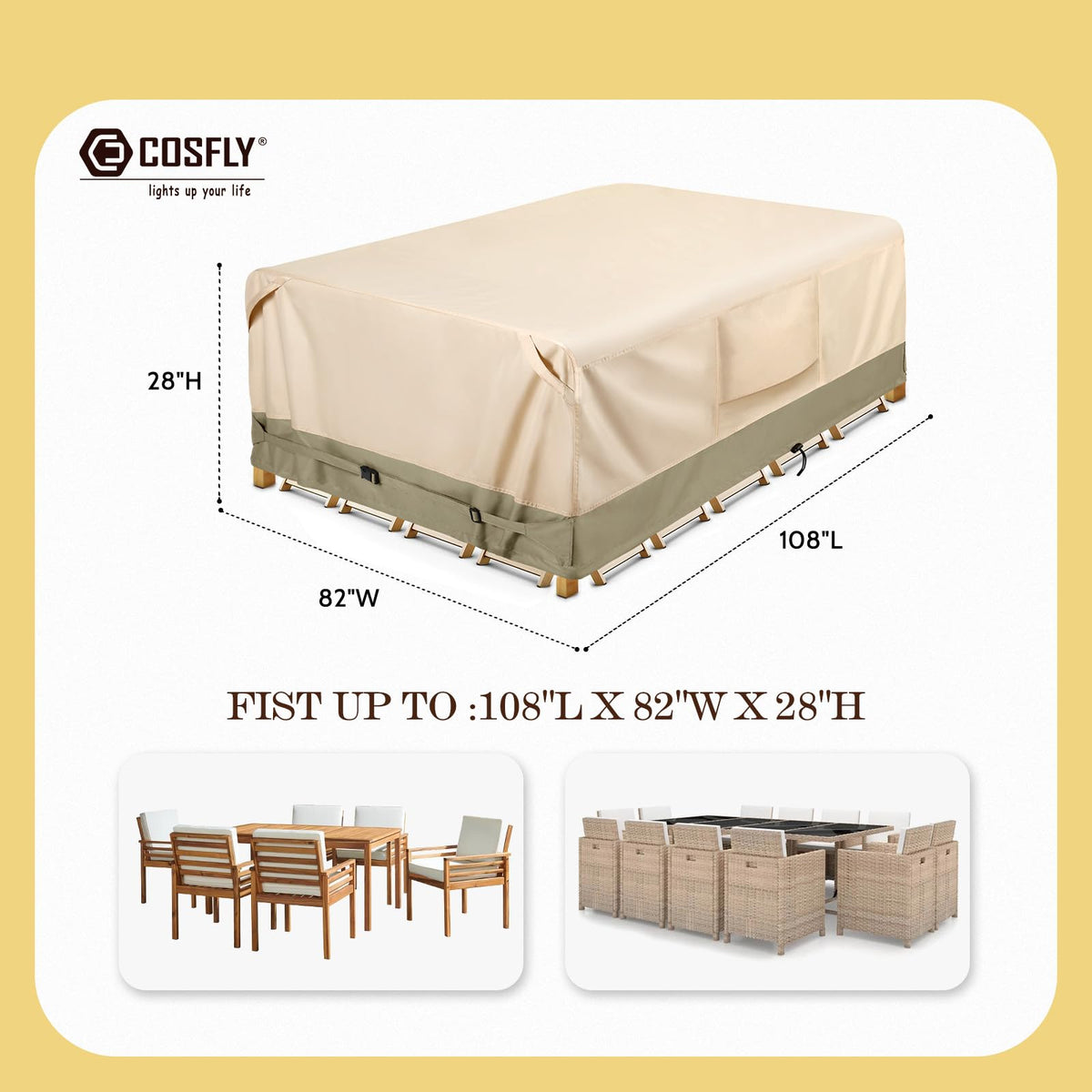 COSFLY cover with adjustable buckle straps securing a snug fit on side view