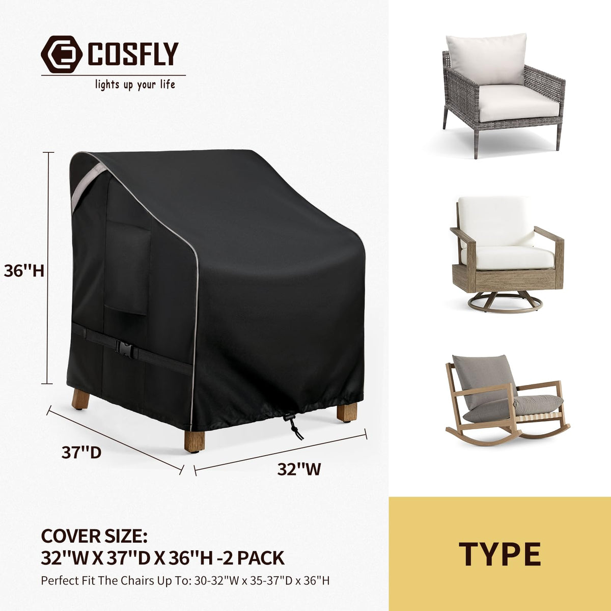 COSFLY outdoor chair cover UV-resistant coating guards against sun fading.