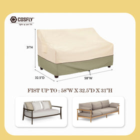 COSFLY patio loveseat cover with straps keeps furniture secure during windy days