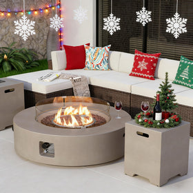 COSIEST 42-inch fire table with 50k BTU flames providing warmth