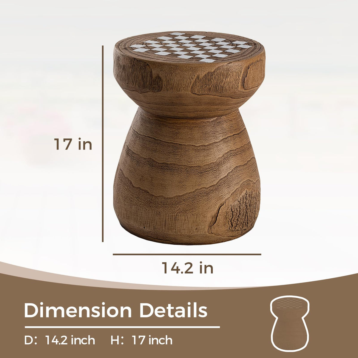 COSIEST brown faux-wood finish blends with weathered outdoor settings.