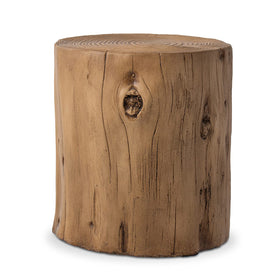 COSIEST Outdoor End Table in light oak faux wood with warm finish