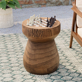 COSIEST outdoor side table with chessboard design enhances patio games.