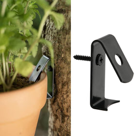 Cosmos iron pot hanger with screws ready for mounting