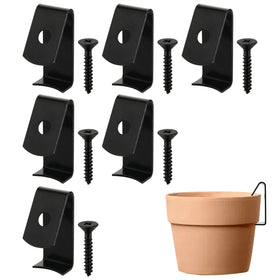 Cosmos pot clip 5-8 inch wall hanger securing a clay pot outdoors