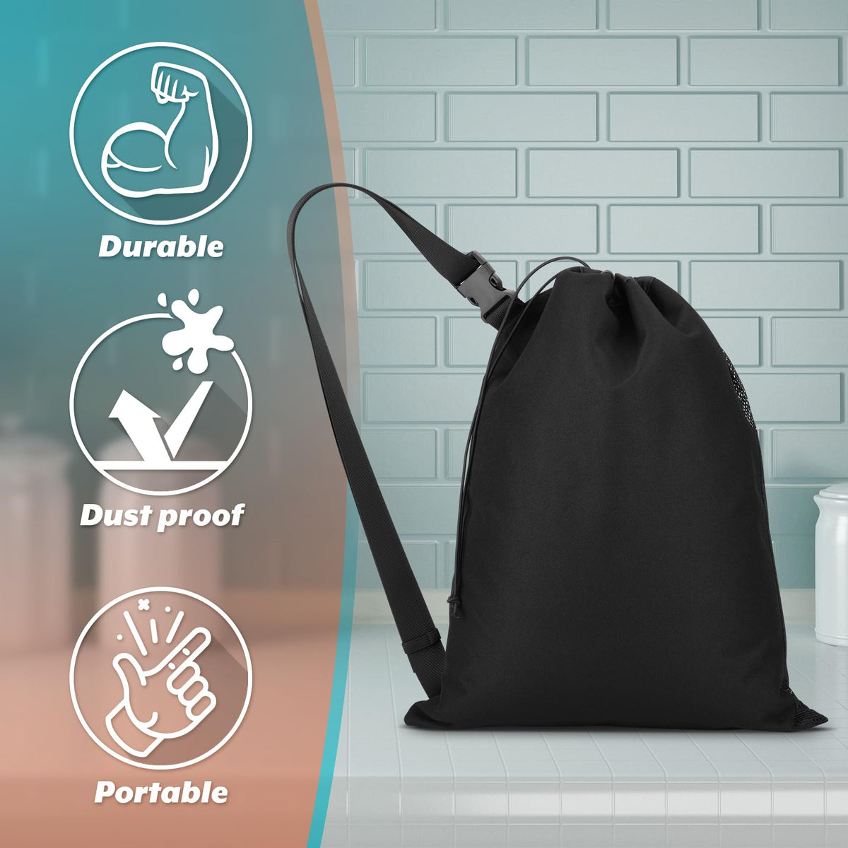 Cosmos bag with adjustable shoulder strap and quick-release buckle for easy carrying.