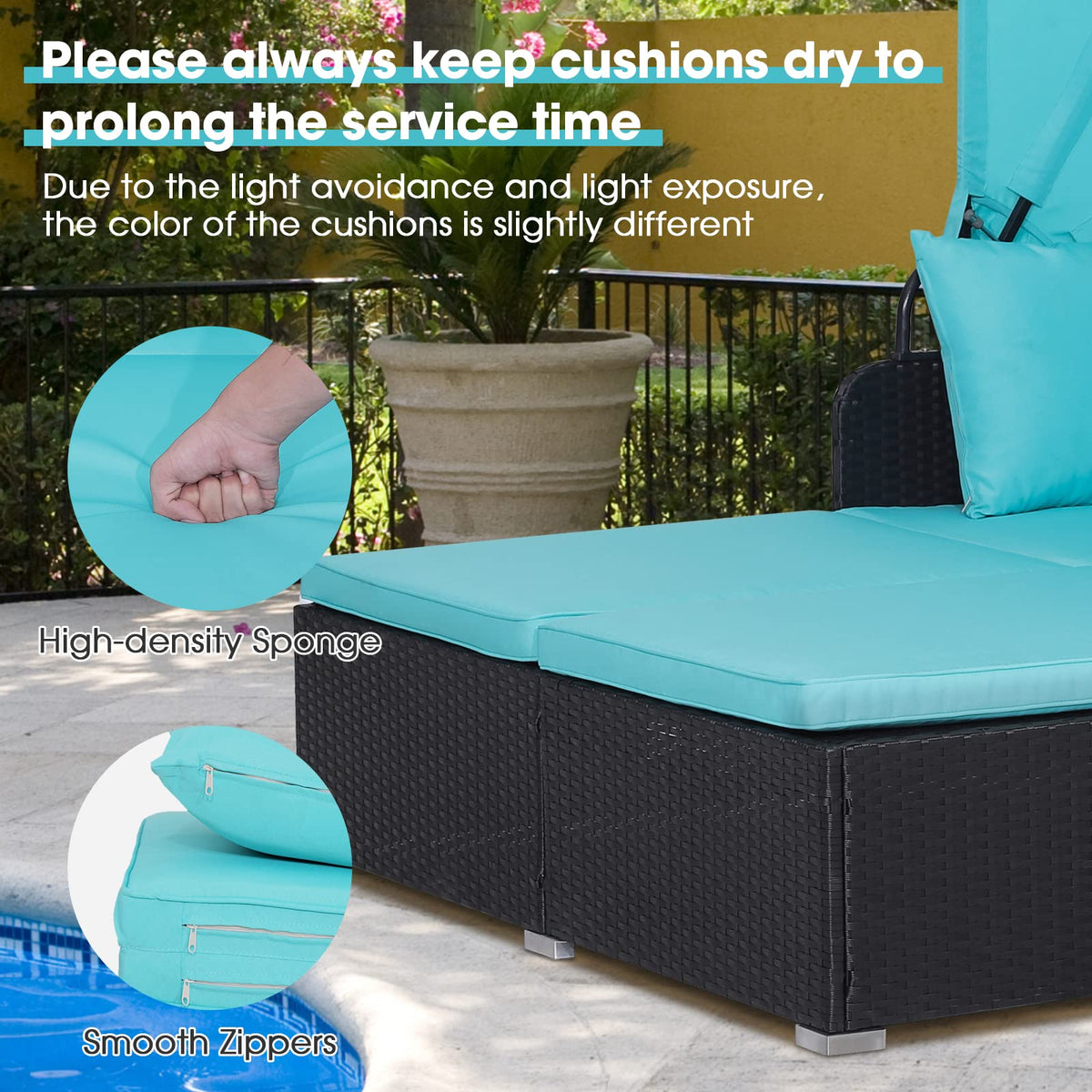 COSTWAY plush cushions offer extended comfort for lounging and naps