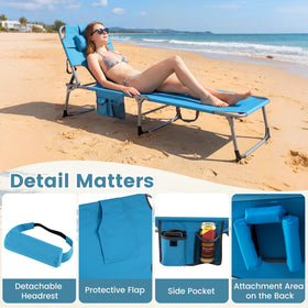 Costway tanning chair uses durable Oxford fabric for outdoor use.