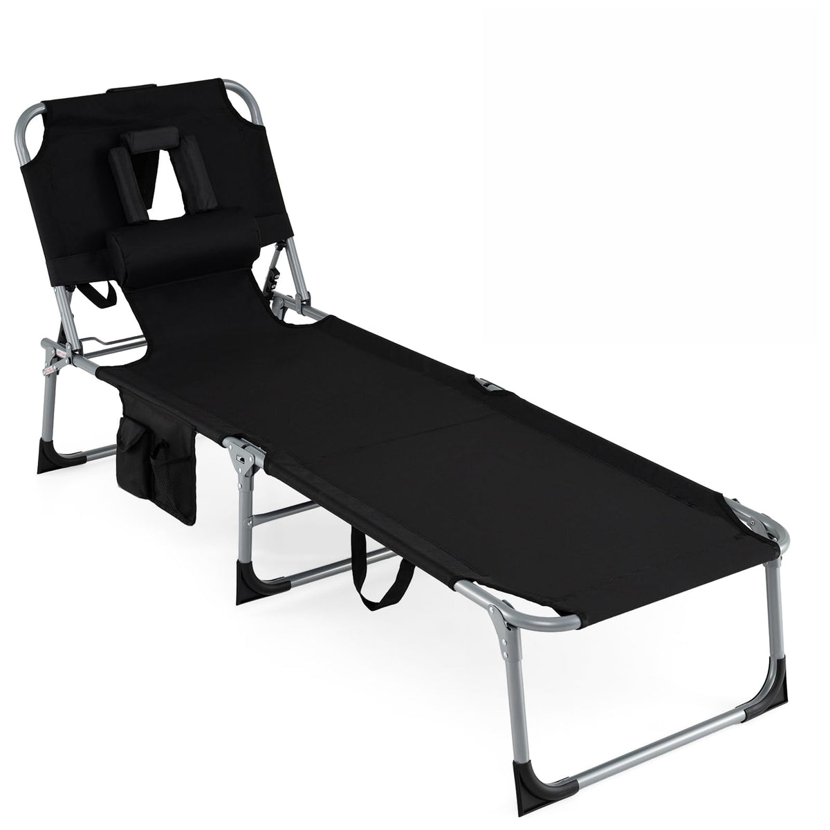 Costway tanning chair with face hole offers ergonomic sunbathing and hands-free reading sessions
