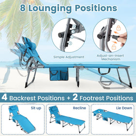 Costway tanning chair with removable pillow for neck support.
