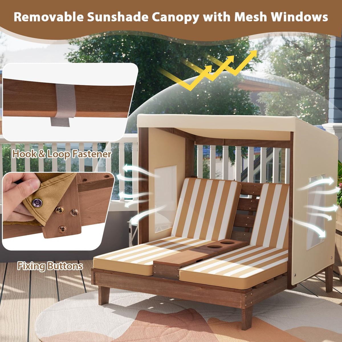 Costzon double-seat design encourages shared play and relaxed lounging in sunshine