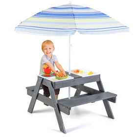 Costzon Kids Picnic Table with sensory bins for organized play and easy cleanup