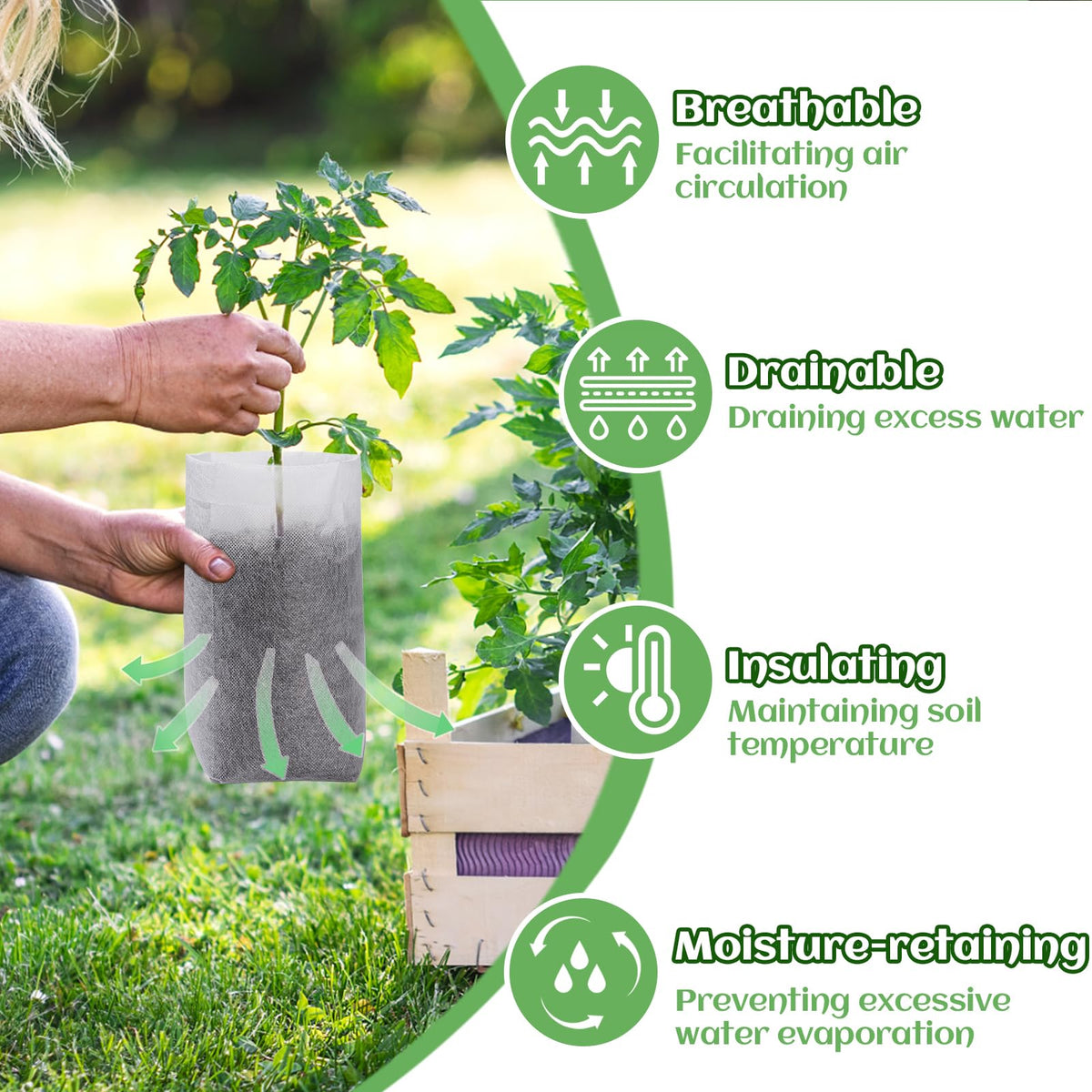 Cosweet grow bags insulated to maintain soil warmth and moisture