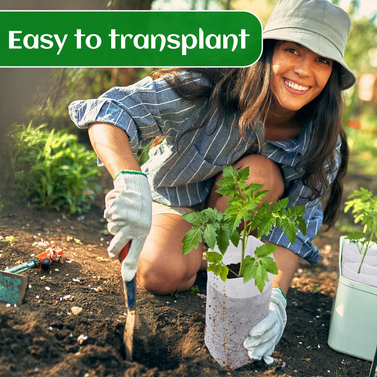 Cosweet multi-purpose bag for seeds, flowers, and rooted vegetables.