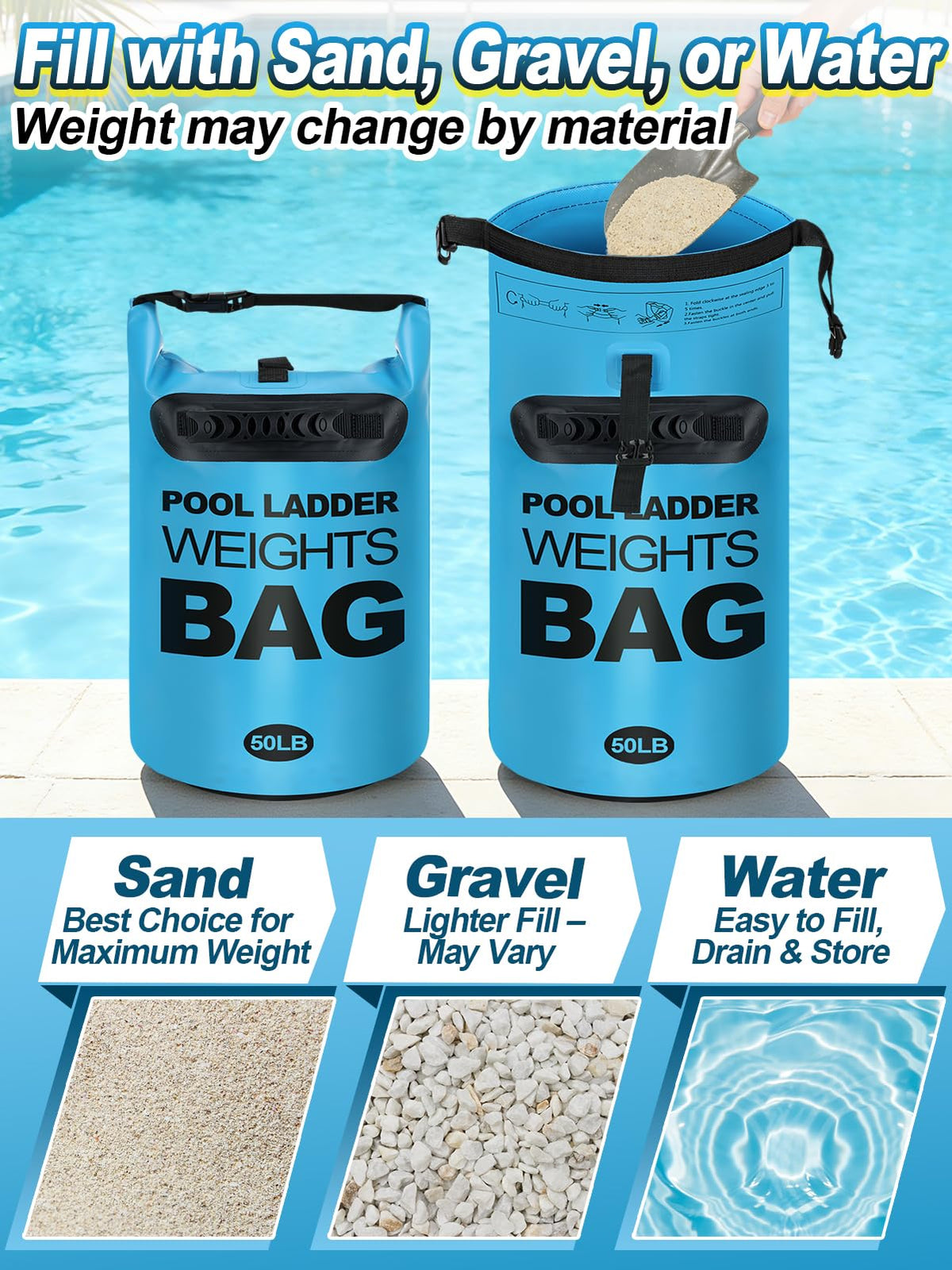 Cosweet two-pack anchors stabilize pool ladders and other outdoor gear.