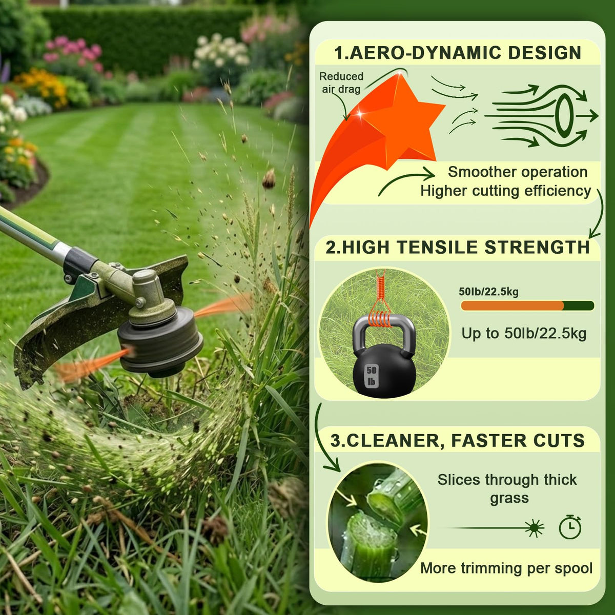 COSY GARDEN TOOLS five pound spool for long mowing sessions