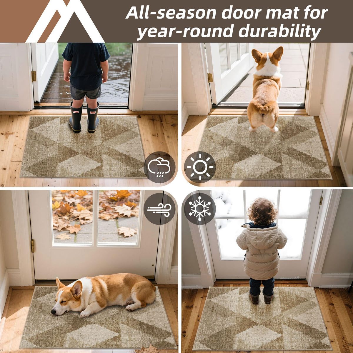 COSY HOMEER beige entryway rug complements decor while concealing dirt.