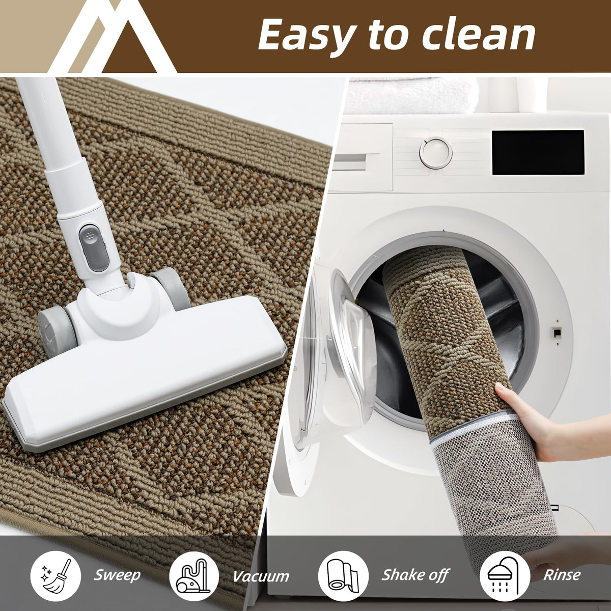COSY HOMEER easy-clean washable mat designed for cold-water washing.