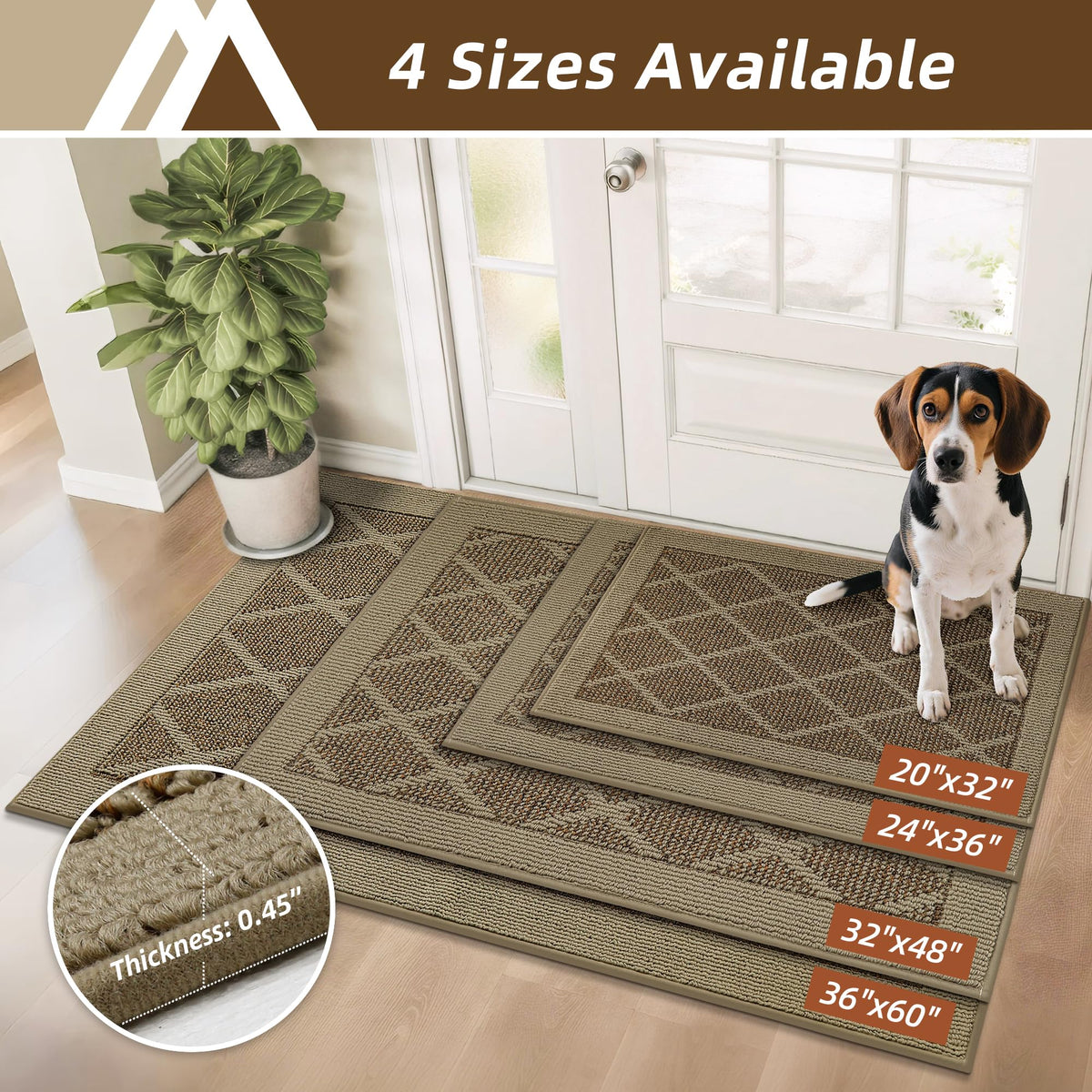COSY HOMEER low-profile door mat fits under doors without snagging.