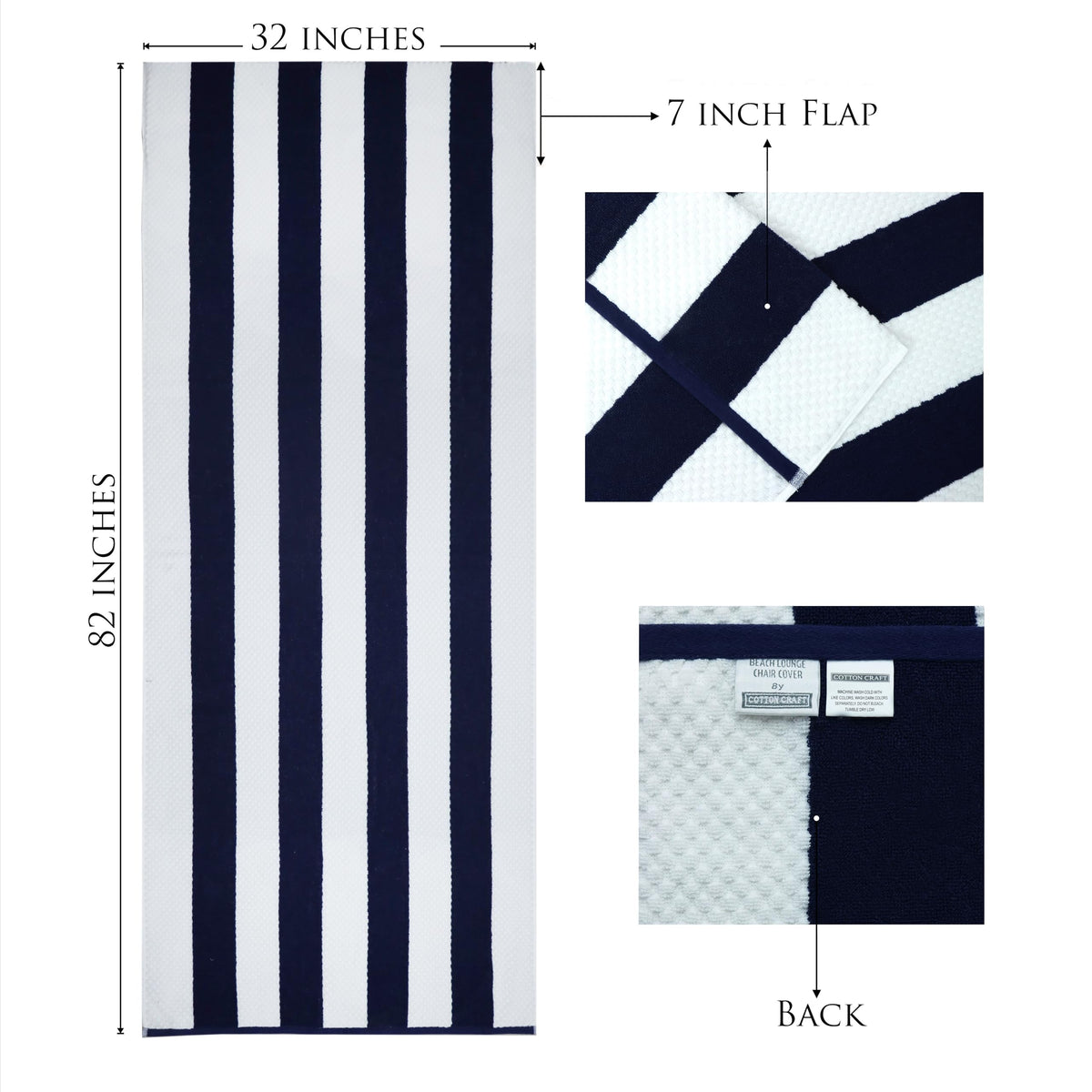 COTTON CRAFT Absorbent quick-dry performance helps lounge chairs stay dry after water use.