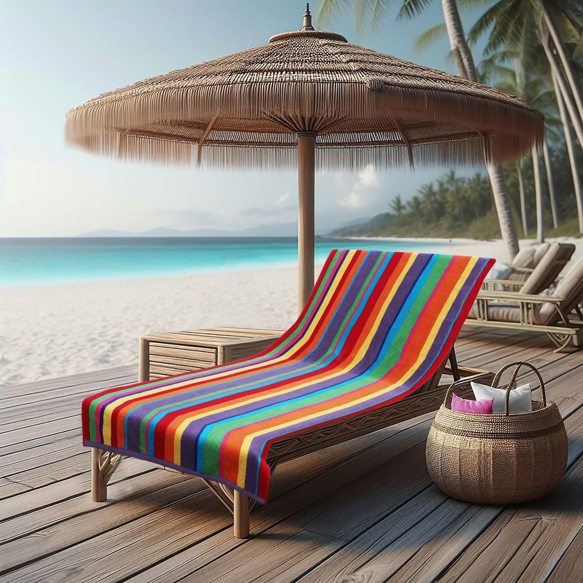 COTTON CRAFT absorbent terry lounge cover dries quickly after swimming.