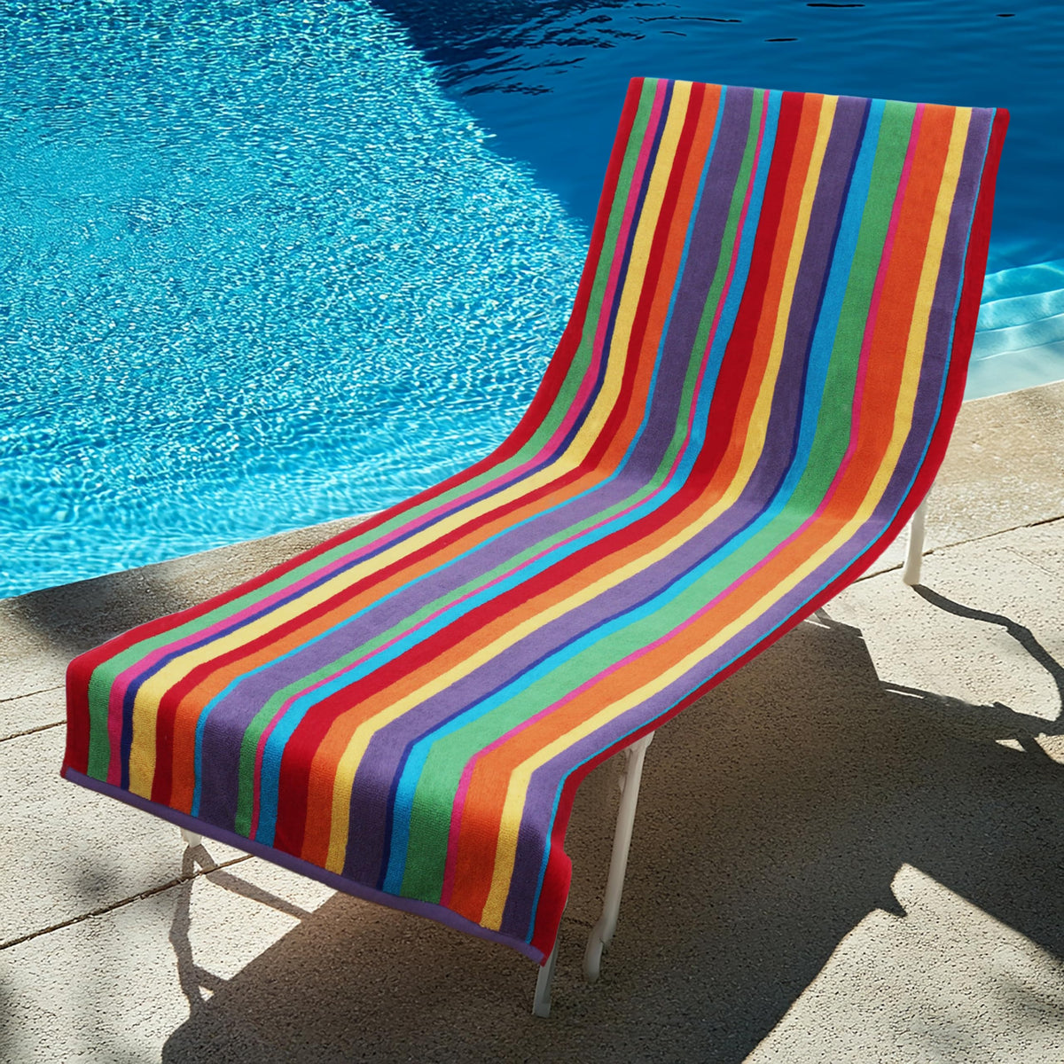 COTTON CRAFT dobby terry knit adds plush softness for sunbathing.