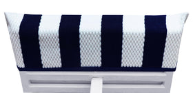 COTTON CRAFT Navy stripe terry towels provide nautical vibes for chic cabana use.