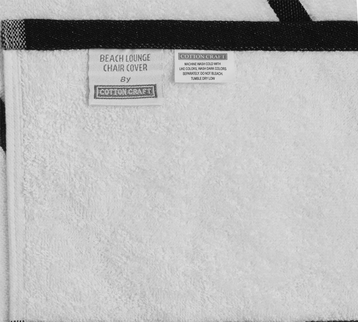 COTTON CRAFT machine-washable label emphasizing easy care after outdoor use.