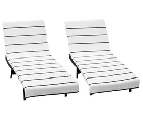 COTTON CRAFT pool lounge chair cover striped fabric closeup, soft terry for cozy sunbathing.