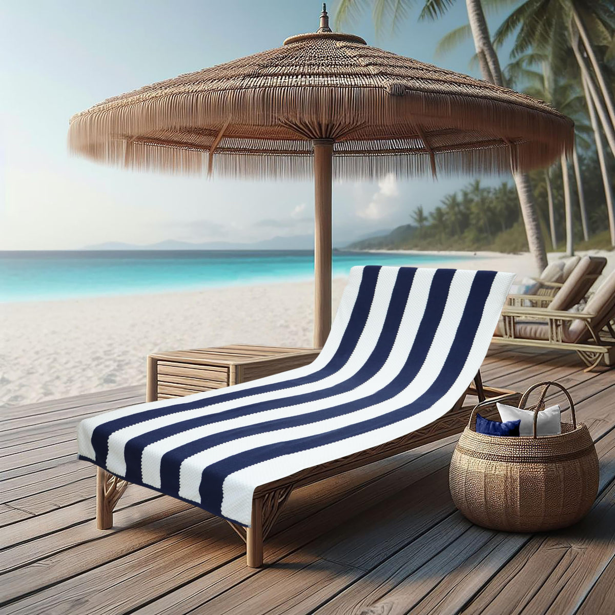 COTTON CRAFT waffle weave texture adds plush softness for poolside lounging.