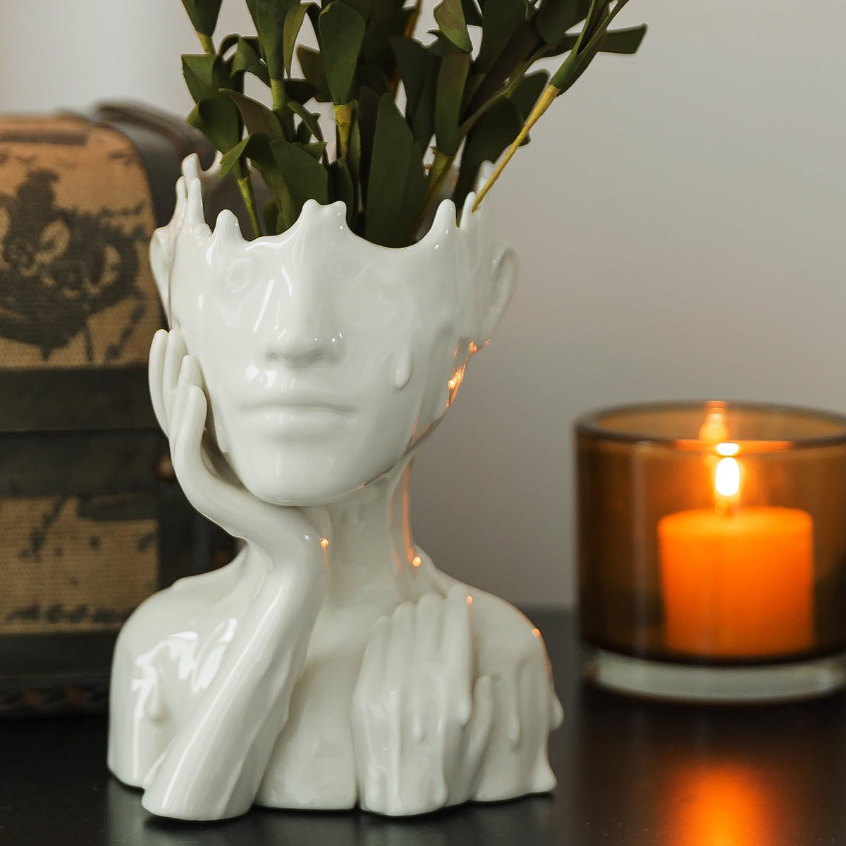 COTYNI boho lady face planter placed indoors on a desk