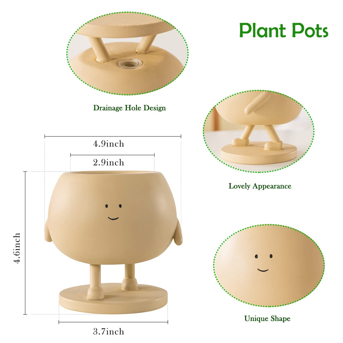 COTYNI Face Pot drainage hole supports healthy roots via improved drainage.