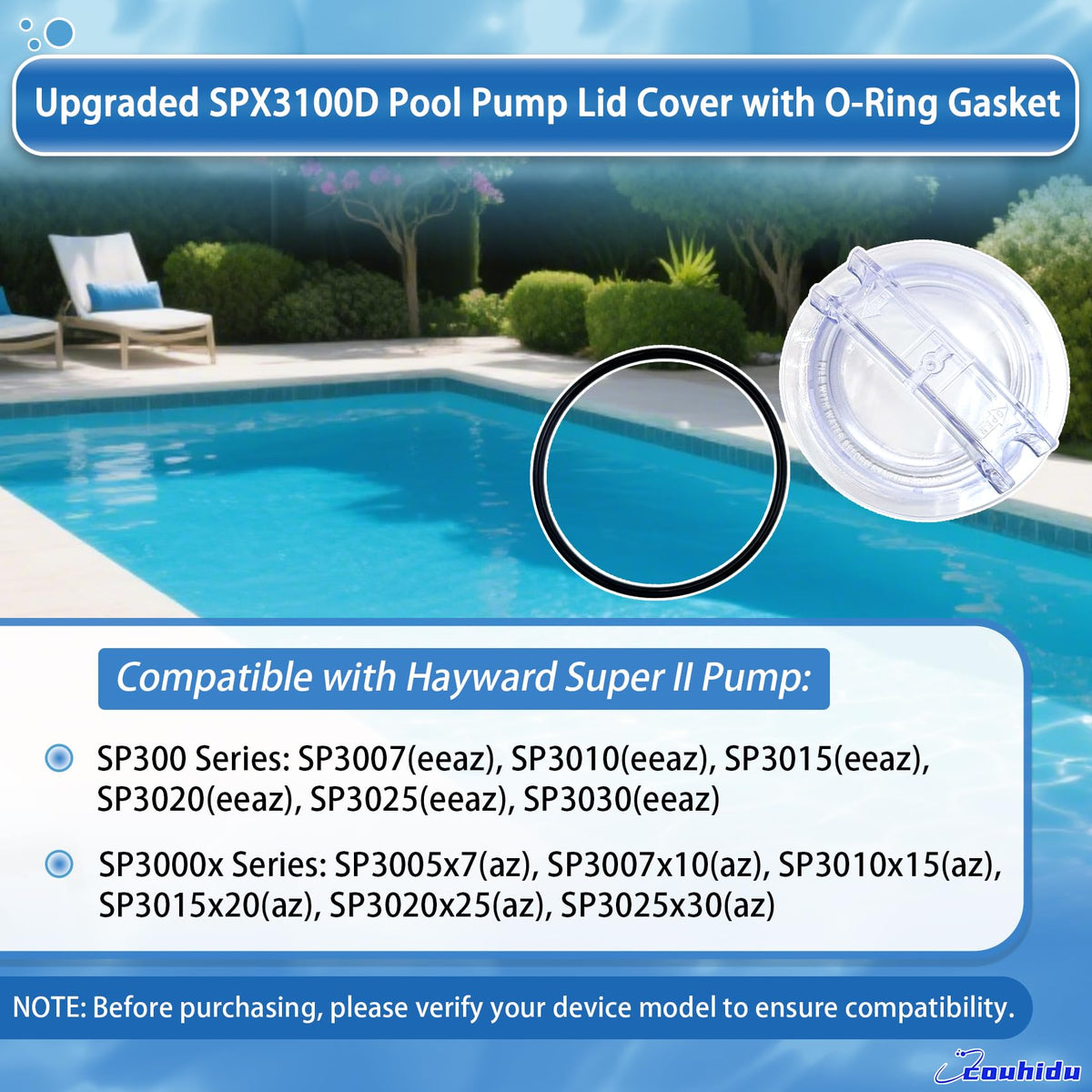 O-ring included with Couhidu SPX3100D lid cover ensures a tighter fit