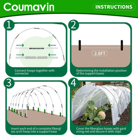 Coumavin support bases anchor hoops firmly into soil for steady structures.