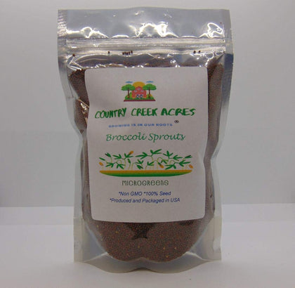 Country Creek Acres broccoli sprouting seeds 8oz pack for home sprouts and microgreens.