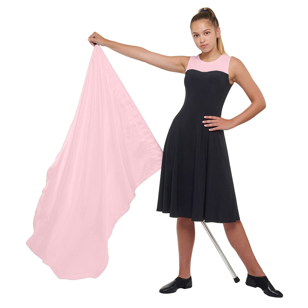 Cousin's Concert Attire curved rectangle color guard flag ready for spins and practice.