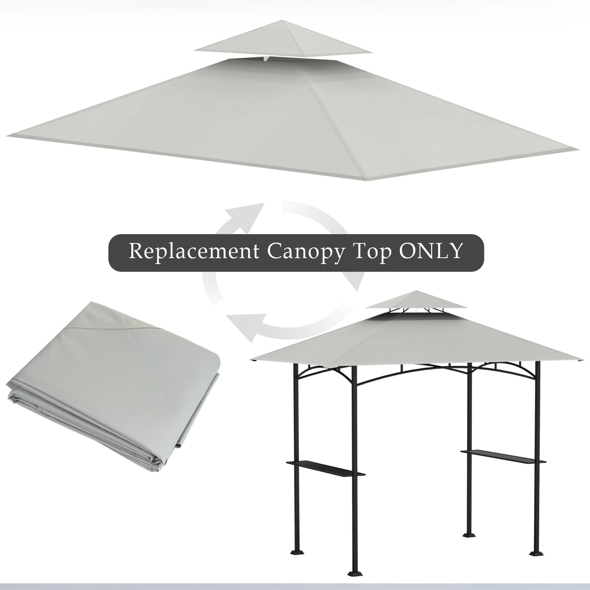 COVBOARD corner-pocket installation view demonstrates simple securing to gazebo frame.