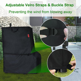 Cover Geny adjustable Velcro straps securing the cover on windy days.