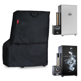 Cover Geny Bradley BS611 smoker cover on outdoor setup protects from rain and dust.