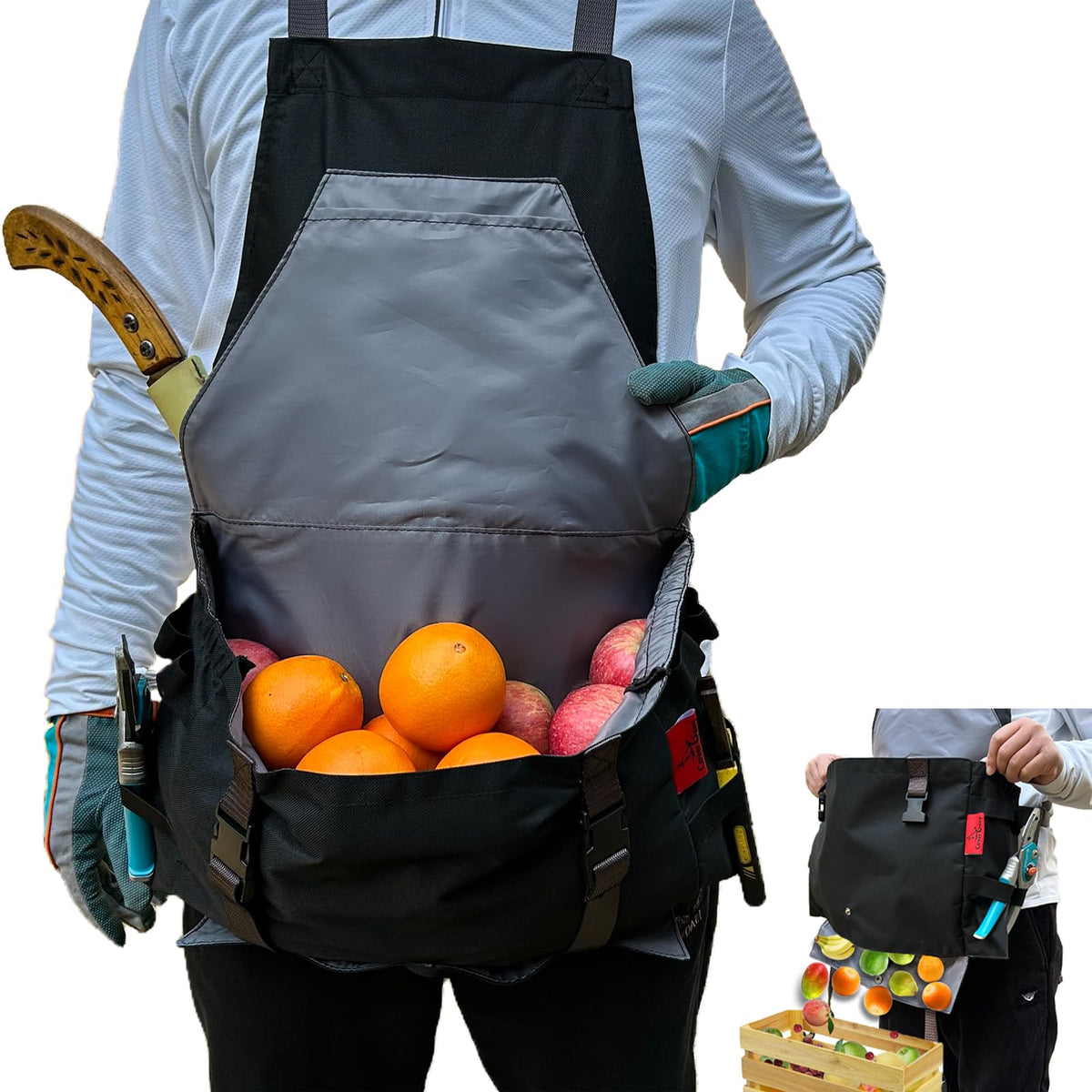 Cover Geny Extra Gardening Apron with waterproof cross-back design for outdoor comfort