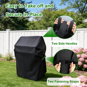 Cover Geny grill cover with adjustable side straps securing the fit.