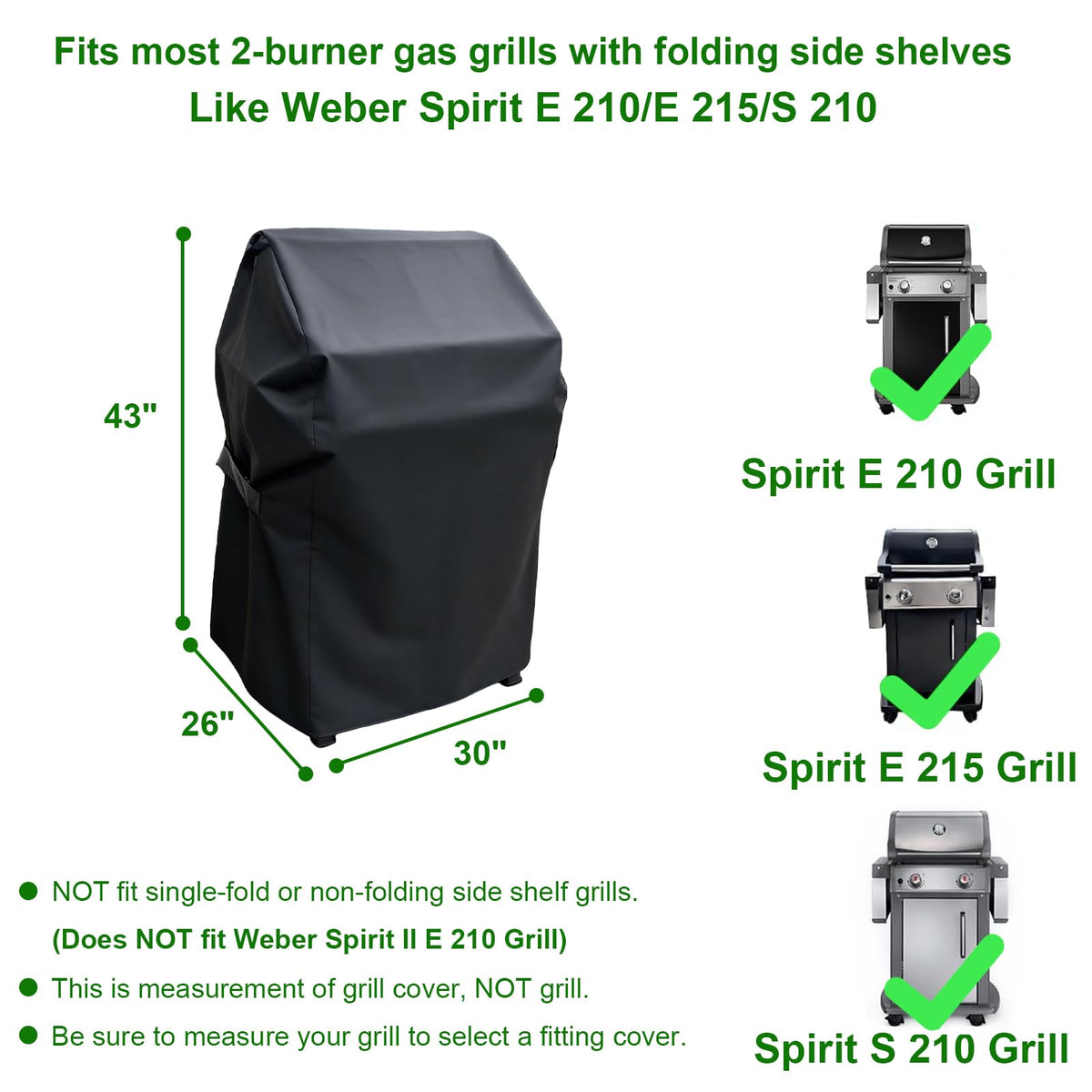 Cover Geny grill cover on Weber Spirit 210, side view keeps wind at bay.