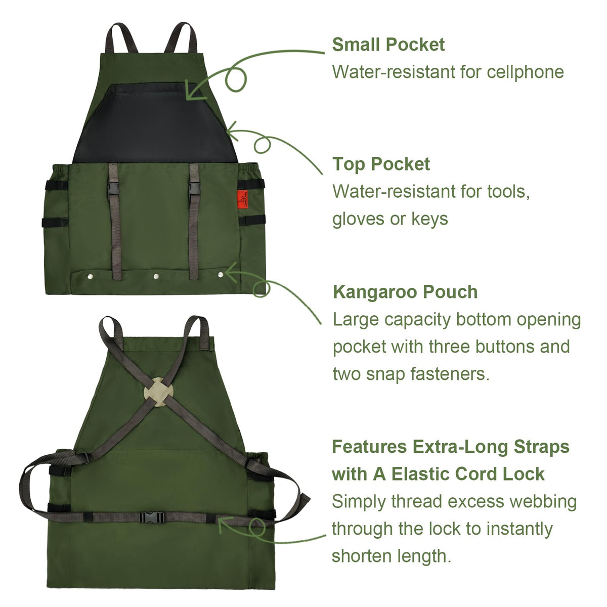 Cover Geny large quick-release pockets keep gloves and phone within reach.
