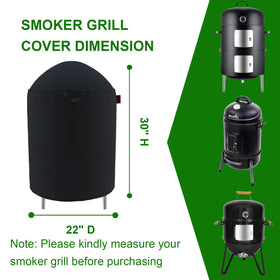 Cover Geny round smoker cover for 22x30 with Velcro straps keeps wind at bay