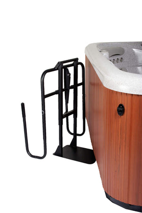 Cover Valet Caddy spa lifter side view, discreet undermount design