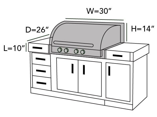 Closeup of elastic hem on Covermates Classic built-in grill cover reveals durable 12-gauge vinyl