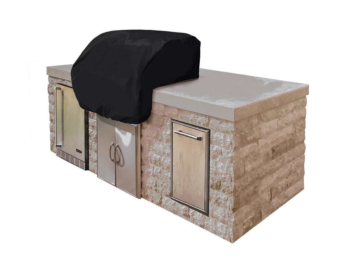 Covermates Classic built-in grill cover top view protects grills from rain and debris