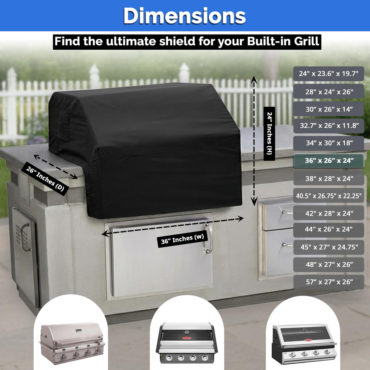 Covers & All built-in grill cover uses 12 oz PVC-coated material for durability.