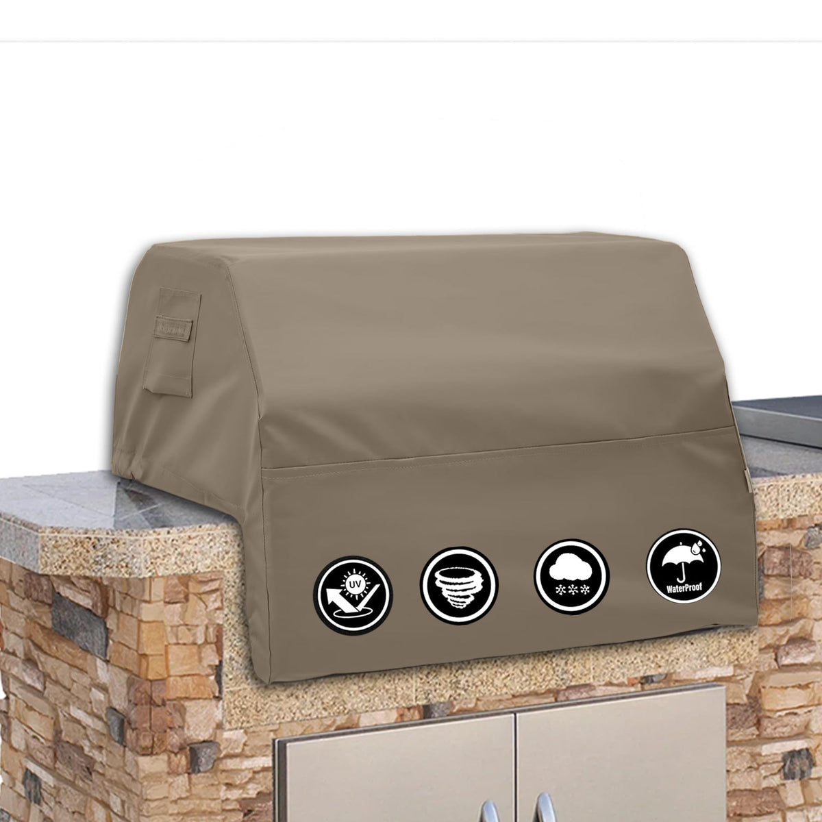 Covers & All built-in grill cover beige front view showing weatherproof protection