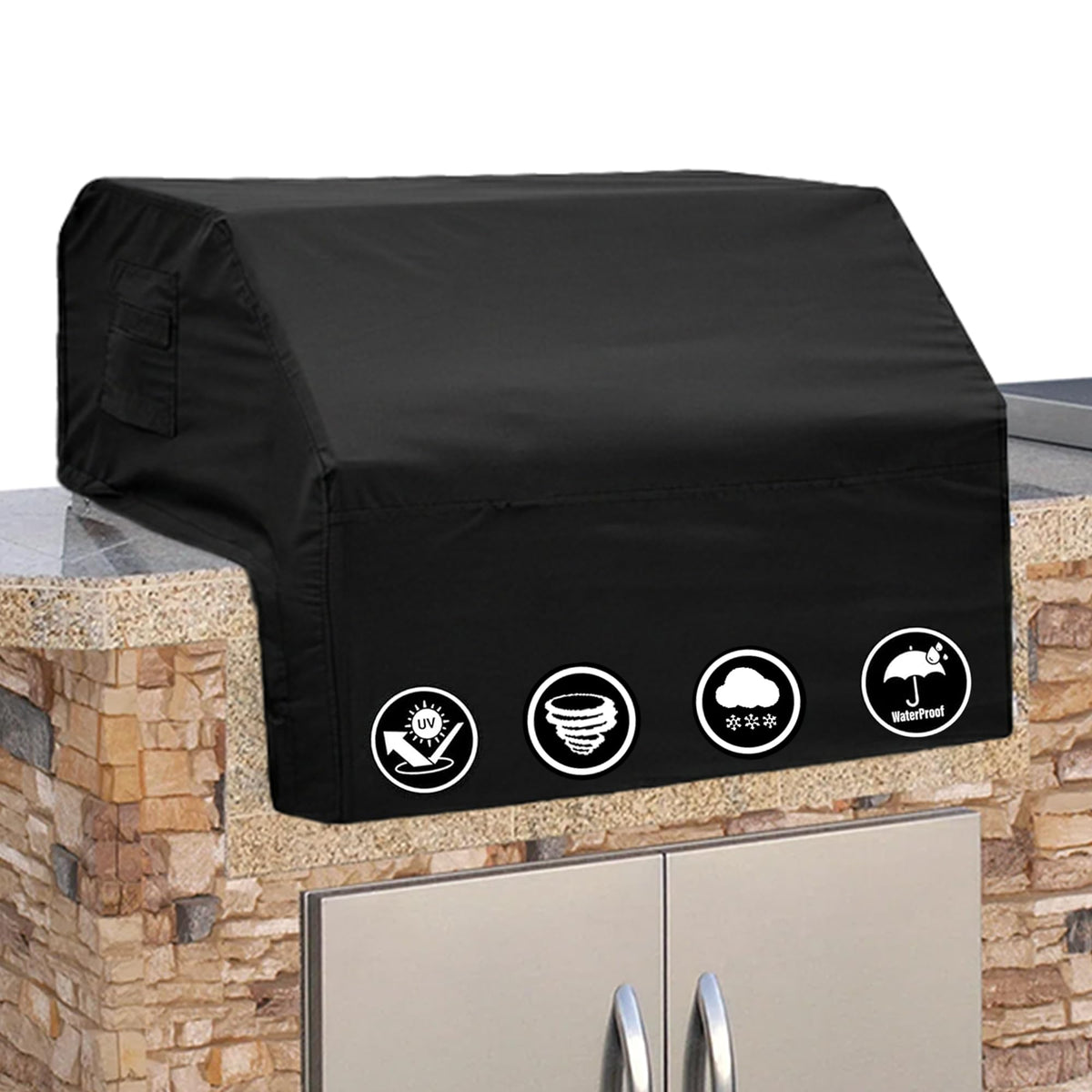 Covers & All built-in grill cover, front view with snug fit and durable protection.